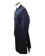 Navy Blue - Classic Self Brocade Sherwani with Quality Buttons -  YD2416 06JP24