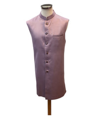 Lilac / Pink - PREMIUM Slim Fit Mens Self Brocade BandhGala / Prince / Chinese Collar Jacket with Long Waistcoat - Fantastic Fit - CS2505 01PY25