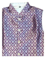 Wine - Rich Banarasi Brocade Handloom Brocade Mens Waistcoat - UK Stock- Dispatch in 24 hrs - KCS241109 KP