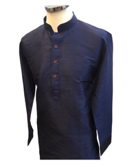 Navy Blue - Raw Silky Mens Indian Kurta set - Pair with a waistcoat or wear under Sherwanis - Weddings / Walimas , Sangeet, Mehndi / Henna , Eid / Diwali - BS2504 01KV25