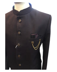 Dark Wine - PREMIUM Slim Fit Mens Self Brocade BandhGala / Prince / Chinese Collar Jacket - Fantastic Fit - CS2504 01TA25