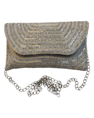 Silver - Rich Hand Embroidered Clutch Bag - JS03 10KP24