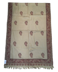 Beige  - Soft Art Wool Handloom Woven Shawl -  11C24 NTC2413 BGE2