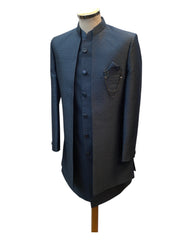 Dark Grey - PREMIUM Mens Knee Length  Jacket with Long Waistcoat - Fantastic Fit - KCS6112 02PK25