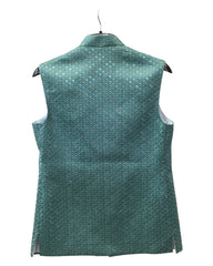 Sea Green - Rich Lucknowi Sequins Mens Waistcoat / Bandi - Bollywood - HHF2401 KK 0624