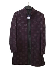 Wine / Black - Mens Kurta Set with Rich Long Jacket - UK Stock - 24h Dispatch - HHF2410 TV 0624