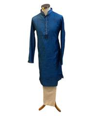 Blue - Brocade -  Mens Indian Kurta set - Weddings / Walimas , Sangeet, Eid, Mehndi / Henna - NAD2509 01KP25