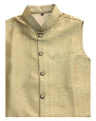 Gold - Banarasi Handloom Brocade Mens Waistcoat - UK Stock- Dispatch in 24 hrs - KCS241105 KK