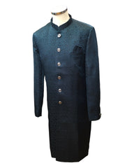 Teal - Classic Self Brocade Sherwani with Quality Buttons -  YD2415 06JP24