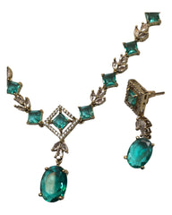 Turquoise Blue - Medium - Antique Gold Finish Necklace Set with Earrings - AE2407 A 0724