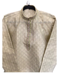 Light Pastel Green - Banarasi Brocade Mens Indian Kurta set - Weddings / Walimas , Sangeet, Eid, Mehndi / Henna - KCS1009 06KA24