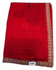 Red - Dupion Silk -Fancy Party Saree with Blouse Piece - 11KA24 SP2416