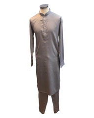 Light Grey - Rich Material Mens Indian Kurta set - Pair with a waistcoat or wear under Sherwanis - Weddings / Walimas , Sangeet, Mehndi / Henna , Eid / Diwali - BS2503 01VK25