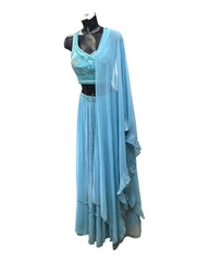 Grey -  Chiffon Lehenga Set - UK Stock - 24h Dispatch - MK105 AY 1023