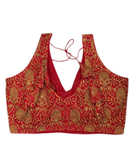 Red - Fully Embroidered Saree / Lehenga Blouse - With Cups - Margin to loosen - UK Stock - AF2505 KV 1224