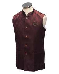 Wine - Rich Suiting Material Mens Indian Waistcoat - Amazing Fit - Great Quality - YD2423 KC 0824