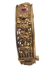 Openable - Antique Gold Finish Hand Crafted Rajasthani Kada Bangle (Single) - Mix N Match - SB1128 J