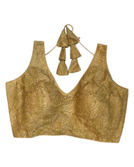 Gold - Fully Embroidered Saree / Lehenga Blouse - With Cups - Margin to loosen - UK Stock - AF2505 KV 1224