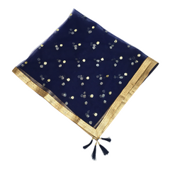 Ladies Net Dupatta with Gold Lace Border - Mix N Match -  HSK2101 Tp0621