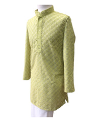 Bollywood / Weddings - Boys Mint Green Pure Cotton Chikan Kurta set - Emperor KP 0822